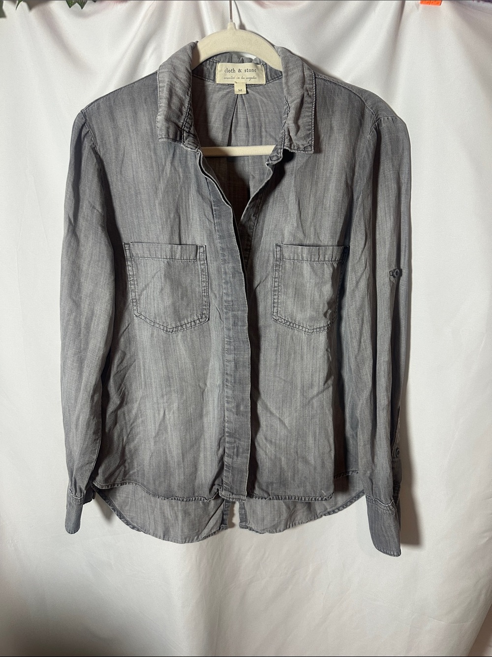 cloth & stone Washed Gray Long-Sleeve Button-Down Shirt